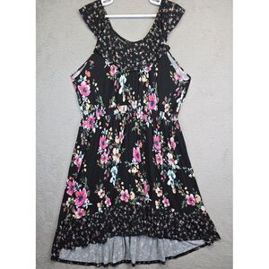 Chelsea Studio Maxi Dress Womens Plus Size 3X Black Floral A Line Cottagecore